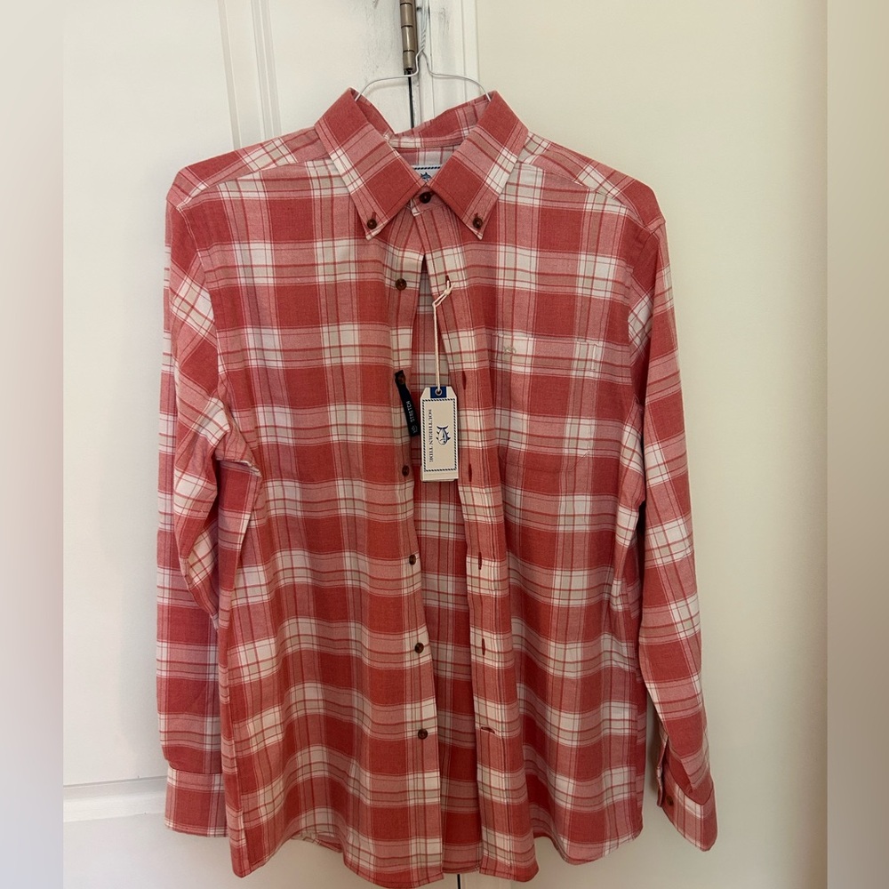 Southern Tide Red and White Casual Button Down Shirt NWT
